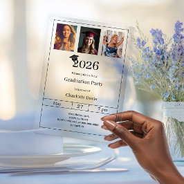 Invitaciones Acrílicas Foto de fiesta de graduación de lujo
