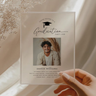 Invitaciones Acrílicas Foto de fiesta de graduación de niño