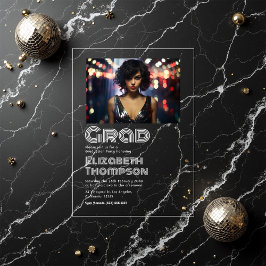 Invitaciones Acrílicas Foto de fiesta de graduación de tipografía Retro D