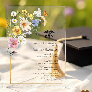 Invitaciones Acrílicas Foto de la fiesta de graduación de la escuela de e