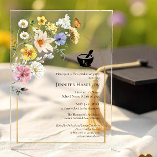 Invitaciones Acrílicas Foto de la fiesta de graduación de la escuela de f