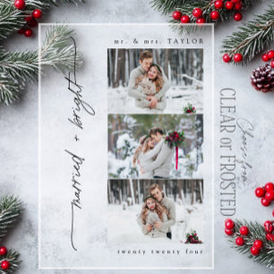 Invitaciones Acrílicas Foto de la primera Navidad de recién casados, casa