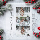 Invitaciones Acrílicas Foto de la primera Navidad recién casada y brillan<br><div class="desc">Tu historia merece ser celebrada de una manera tan atemporal como el amor que compartas. Este diseño acrílico de la foto navideña recién casada y brillante es más que una invitación o una invitación —es un agudo, una ventana al momento en el que el amor y la elegancia se entrelazan....</div>
