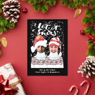 Invitaciones Acrílicas Foto Divertida Personalizada Navidad Deja que Niev