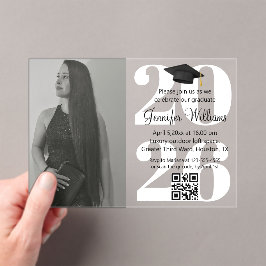 Invitaciones Acrílicas foto fiesta de graduación 2026 código qr escritura