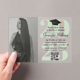 Invitaciones Acrílicas foto fiesta de graduación 2026 código qr guión ver