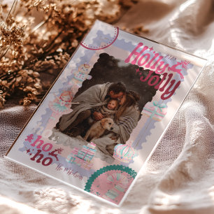 Invitaciones Acrílicas Foto Groovy Cascanueces Retro Pastel Navidad