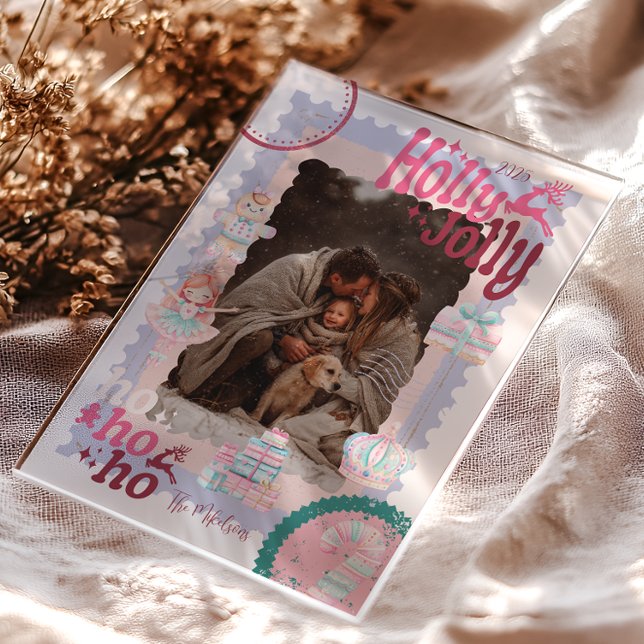 Invitaciones Acrílicas Foto Groovy Cascanueces Retro Pastel Navidad (Subido por el creador)