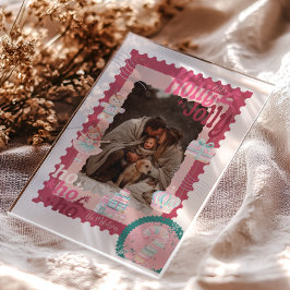 Invitaciones Acrílicas Foto Groovy Cascanueces Retro Pastel Navidad