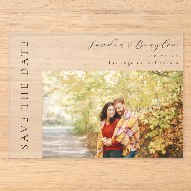 Invitaciones Acrílicas Foto H MOD Simple Save the Date (Anverso)