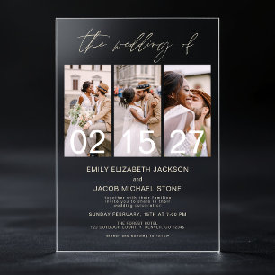 Invitaciones Acrílicas Foto minimalista Champagne Boda Beige 3 Foto
