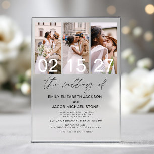 Invitaciones Acrílicas Foto minimalista elegante boda moderna 3 Foto