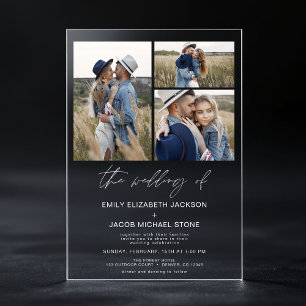 Invitaciones Acrílicas Foto minimalista elegante boda moderna 3 Foto