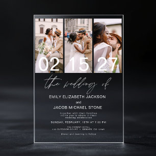 Invitaciones Acrílicas Foto minimalista elegante boda moderna 3 Foto