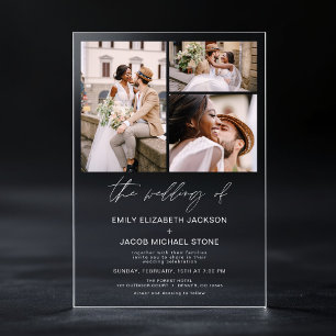 Invitaciones Acrílicas Foto minimalista elegante boda moderna 3 Foto