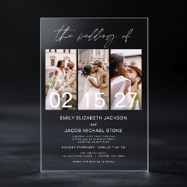 Invitaciones Acrílicas Foto minimalista elegante boda moderna 3 Foto