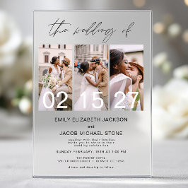 Invitaciones Acrílicas Foto minimalista elegante boda moderna 3 Foto