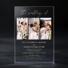 Invitaciones Acrílicas Foto minimalista elegante Boda moderno 3 Foto
