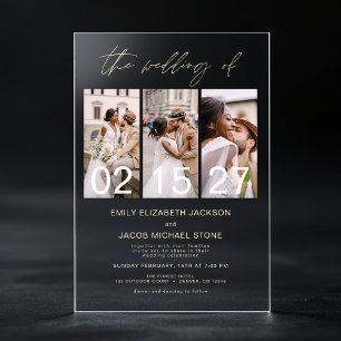 Invitaciones Acrílicas Foto minimalista elegante Boda moderno 3 Foto
