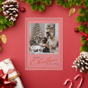 Invitaciones Acrílicas Foto minimalista vintage de Feliz Navidad con escr