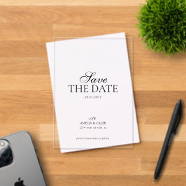 Invitaciones Acrílicas Foto moderna con monograma de boda para guardar la