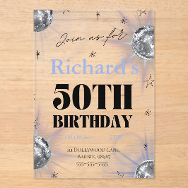 Invitaciones Acrílicas foto personalizada cumpleaños 50 custom