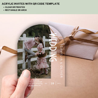Invitaciones Acrílicas Fotografía de boda moderna acrílica Arco blanco Te