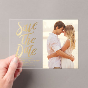 Invitaciones Acrílicas Fotografía falsa de la tiporgrafía de Relieve meta