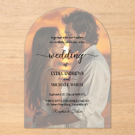 Invitaciones Acrílicas Fotos con superposición de texto simple para boda