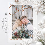 Invitaciones Acrílicas Fotos de navidad navideña primera Navidad<br><div class="desc">Celebra tu primera Navidad junto con esta tarjeta de fotos acrílica que te da un gran calor de corazón, diseñada para capturar la alegría íntima de la temporada. El elegante guión de "Feliz Navidad" flota sobre una bella imagen personal de usted y de su ser querido envuelto en el calor...</div>