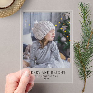 Invitaciones Acrílicas Fotos navideñas de Navidades merry y brillantes