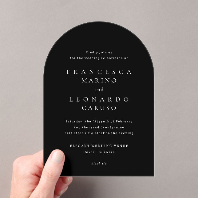 Invitaciones Acrílicas Francesca Black Classic Boda (Insitu (portátil))