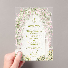 Invitaciones Acrílicas french romantic garden arch monogram royal wedding