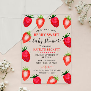 Invitaciones Acrílicas Fresa Berry Sweet Baby Shower