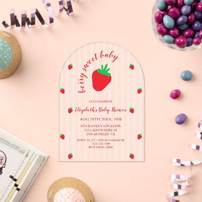 Invitaciones Acrílicas Fresa Dulce Fiesta de Bebé (Insitu (Celebración))