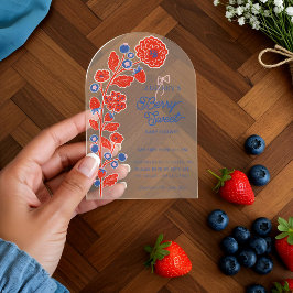 Invitaciones Acrílicas Fresas dulces, arándanos y flores