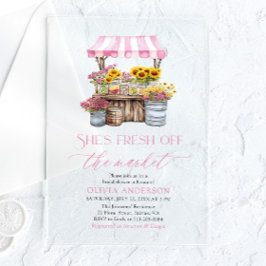 Invitaciones Acrílicas Fresco Del Mercado De Los Agricultores De La Ducha