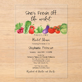 Invitaciones Acrílicas Fresco en el mercado, cortos vegetales, ducha de n