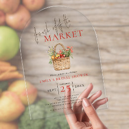 Invitaciones Acrílicas Fresco rústico fuera de la ducha de novia del merc