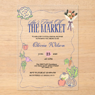 Invitaciones Acrílicas Fresco Salido del Mercado Ducha Nupcial Caprichosa