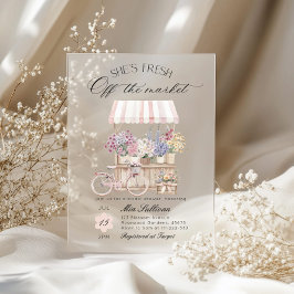 Invitaciones Acrílicas Fresh Off the Market Flower Cart Bridal Ducha