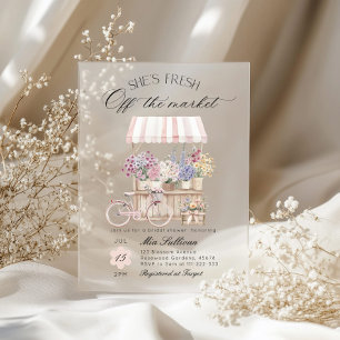 Invitaciones Acrílicas Fresh Off the Market Flower Cart Bridal Ducha