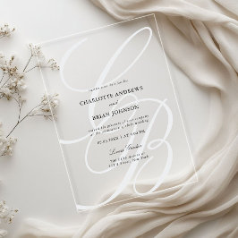 Invitaciones Acrílicas Fuente de letra minúscula monograma | Boda elegant