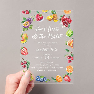 Invitaciones Acrílicas Fuera del mercado, granjeros duchas de novias