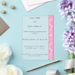 Invitaciones Acrílicas Fuerzas Atractivas en Rosa Pétalo Acrílico de Boda