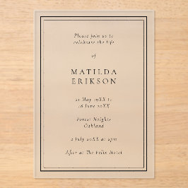 Invitaciones Acrílicas Funeral elegante | Celebración clásica de la vida