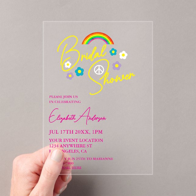 Invitaciones Acrílicas Funky Retro Bridal Shower (Insitu (portátil))