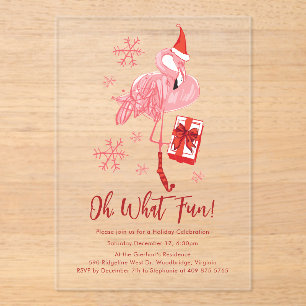 Invitaciones Acrílicas Funny fiesta de feriado de Navidades Flamingo