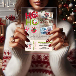 Invitaciones Acrílicas Funny HO HO HO Retro Christmas Party Family Photos
