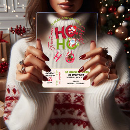 Invitaciones Acrílicas Funny HO HO HO Retro Christmas Party Friendsmas 